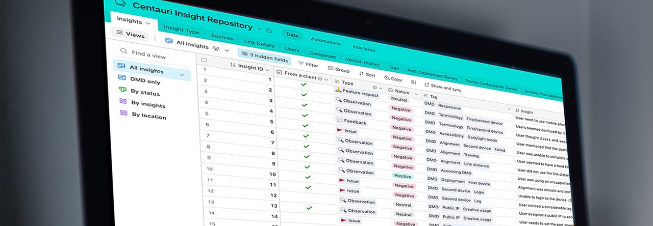 Computer with insights repository on screen