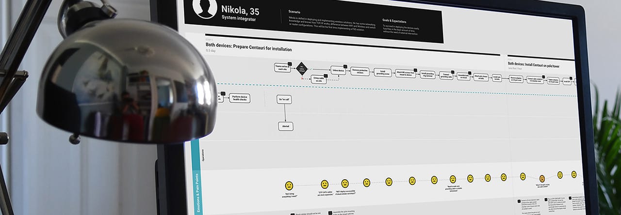 Computer with journey map on screen